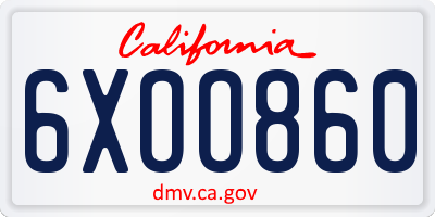 CA license plate 6XOO860