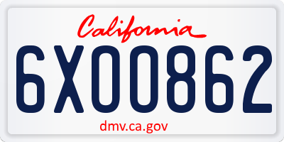 CA license plate 6XOO862