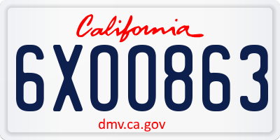 CA license plate 6XOO863