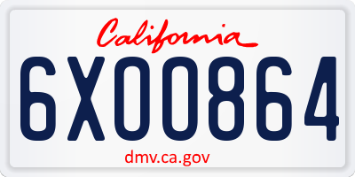 CA license plate 6XOO864