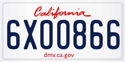 CA license plate 6XOO866