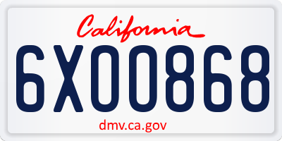 CA license plate 6XOO868