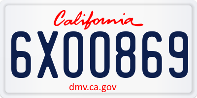 CA license plate 6XOO869