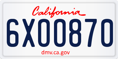 CA license plate 6XOO870