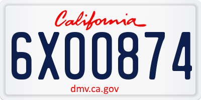 CA license plate 6XOO874
