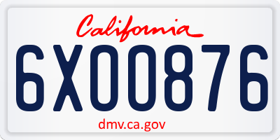 CA license plate 6XOO876