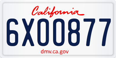 CA license plate 6XOO877