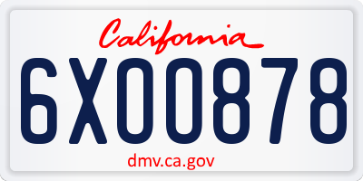 CA license plate 6XOO878