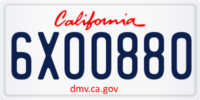 CA license plate 6XOO880