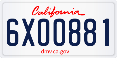 CA license plate 6XOO881