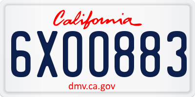 CA license plate 6XOO883