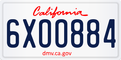 CA license plate 6XOO884