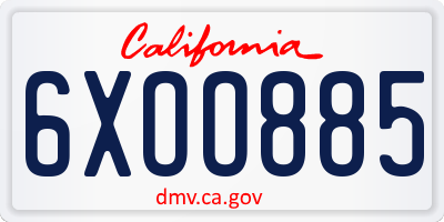 CA license plate 6XOO885