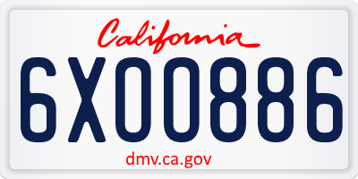 CA license plate 6XOO886