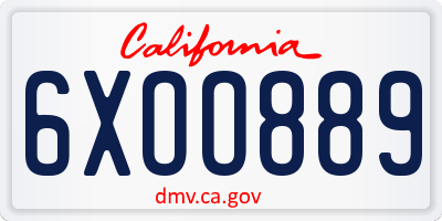 CA license plate 6XOO889