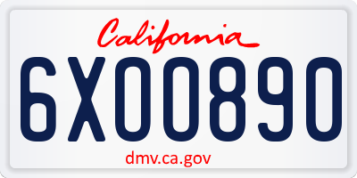 CA license plate 6XOO890