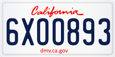 CA license plate 6XOO893