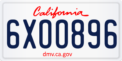 CA license plate 6XOO896