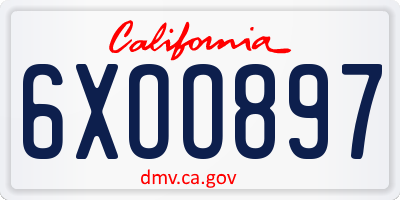 CA license plate 6XOO897