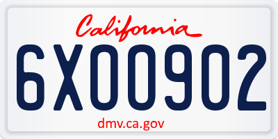 CA license plate 6XOO902
