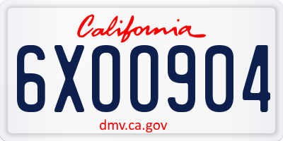 CA license plate 6XOO904