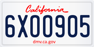 CA license plate 6XOO905