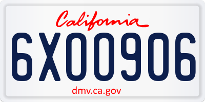 CA license plate 6XOO906