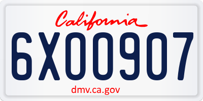 CA license plate 6XOO907