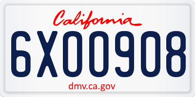 CA license plate 6XOO908