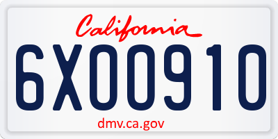 CA license plate 6XOO910