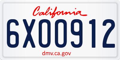CA license plate 6XOO912