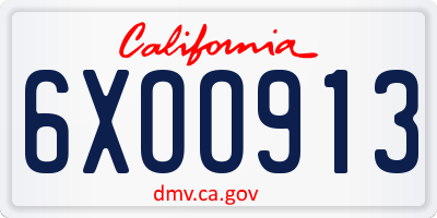 CA license plate 6XOO913