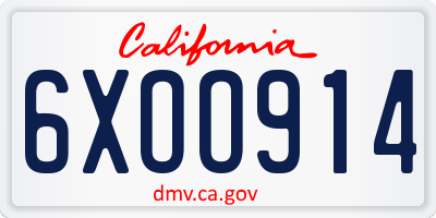 CA license plate 6XOO914
