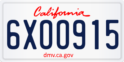 CA license plate 6XOO915