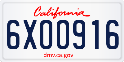 CA license plate 6XOO916