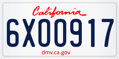 CA license plate 6XOO917