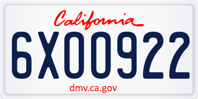 CA license plate 6XOO922