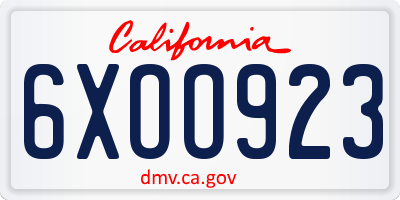 CA license plate 6XOO923