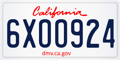 CA license plate 6XOO924