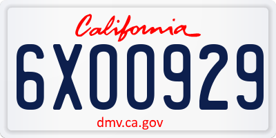 CA license plate 6XOO929