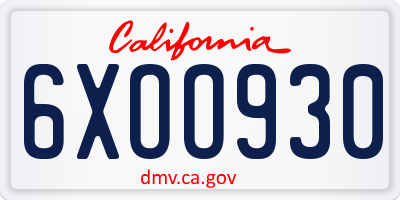 CA license plate 6XOO930