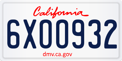 CA license plate 6XOO932