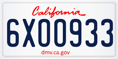 CA license plate 6XOO933