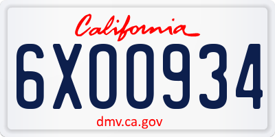 CA license plate 6XOO934