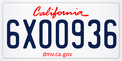 CA license plate 6XOO936