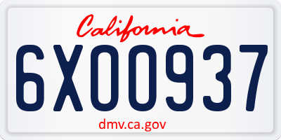 CA license plate 6XOO937