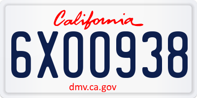 CA license plate 6XOO938