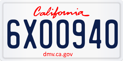 CA license plate 6XOO940