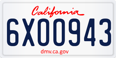 CA license plate 6XOO943