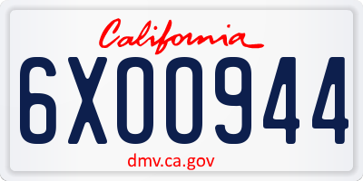 CA license plate 6XOO944